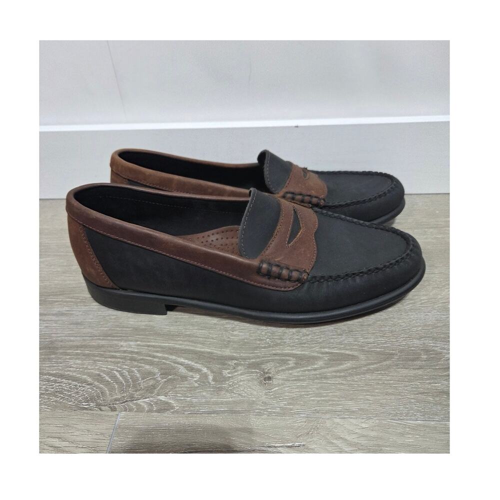 G.H. Bass Weejuns Vintage Carl Leather Black & Brown Slip on Loafers Size 10D